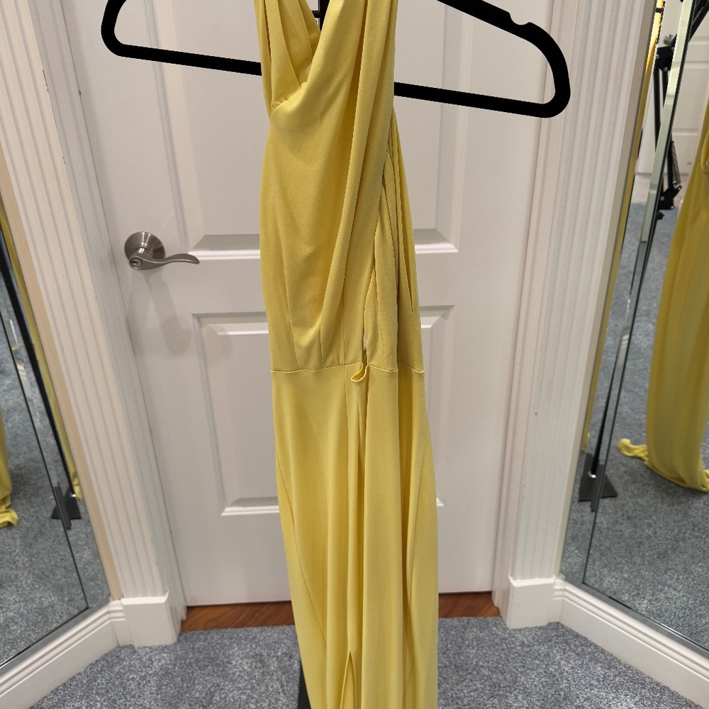 Maddison Gray Yellow Halter Neck Dress